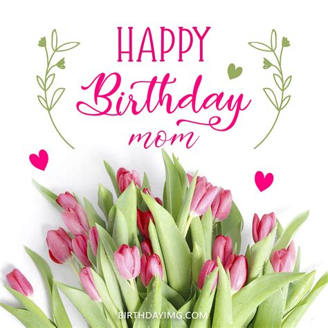 Free Happy Birthday Image For Mom With Pink Tulips - birthdayimg.com