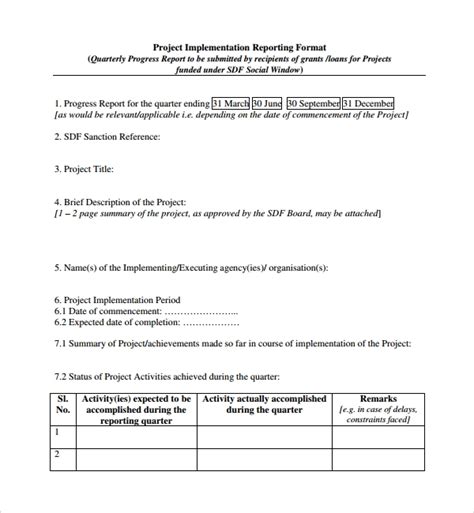 Project Implementation Report Template (5) | PROFESSIONAL TEMPLATES ...