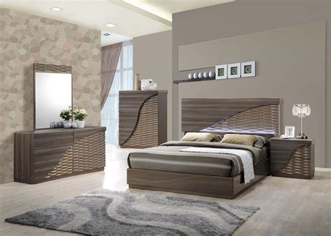 Contemporary Gold Zebra LED Bedroom Set Houston Texas Global-North