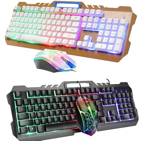 Gaming Keyboard and Mouse Combo Set Rainbow Glow Backlit USB Keyboard ...