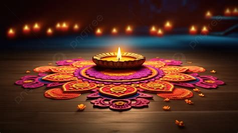 A Spectacular Diwali Scene With A 3d Indian Rangoli Celebrating The ...