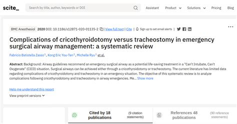 [citation report] Complications of cricothyroidotomy versus ...