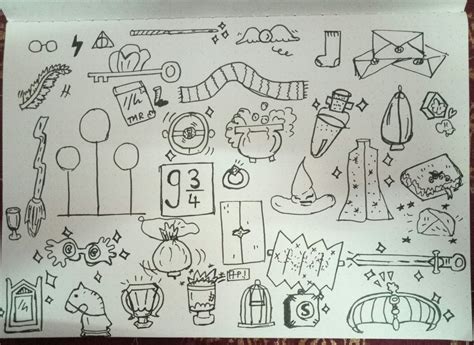 a piece of paper with doodles on it and various things drawn in the ...