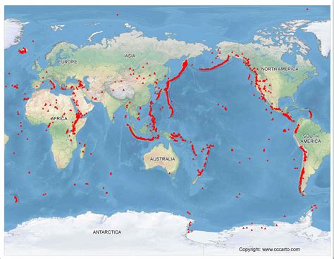 Ocean Volcanoes Map - Wayne Baisey