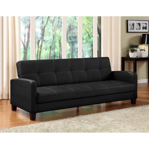 This Classic Black Faux Leather Futon Sofa Sleeper will add style to ...