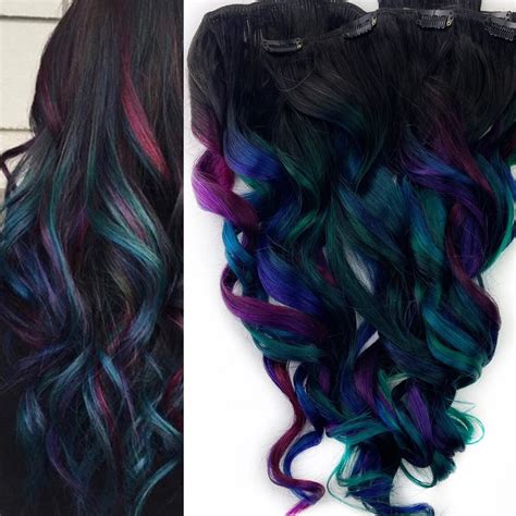 Oil Slick Hair Extensions Oil Slick Hair Color Teal Purple | Etsy