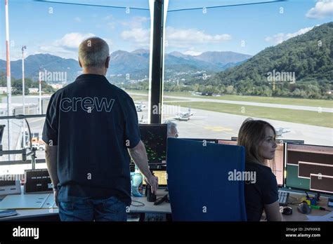 Switzerland, Agno-Lugano Airport, Control tower Stock Photo - Alamy