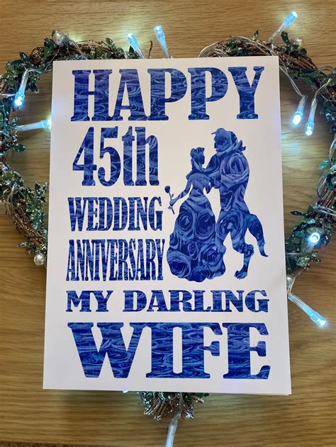 45th wedding anniversary card wife anniversary sapphire | Etsy