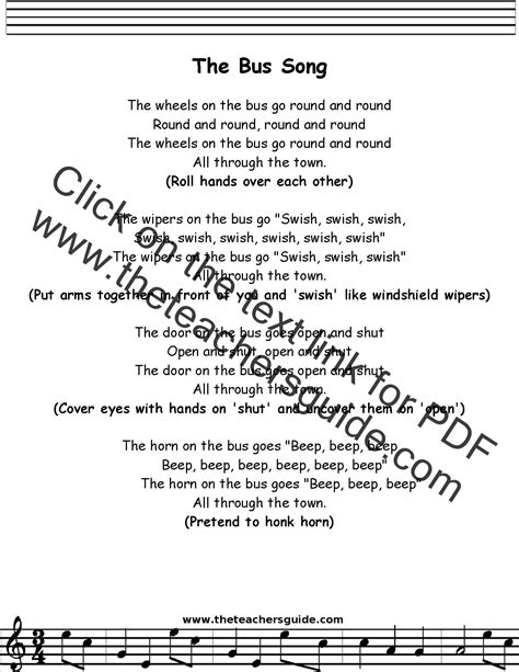 The Wheels On The Bus Lyrics Printable - Printable Word Searches