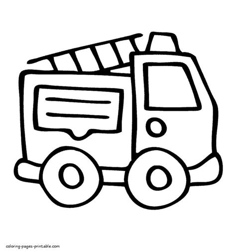 Very easy coloring page of fire truck