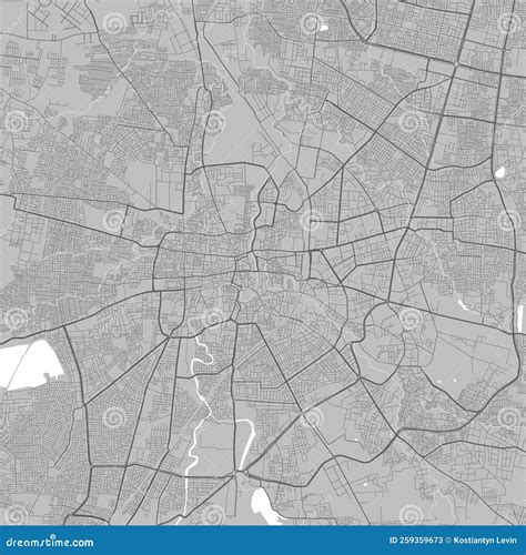 Map of Indore City. Urban Black and White Poster. Road Map with ...