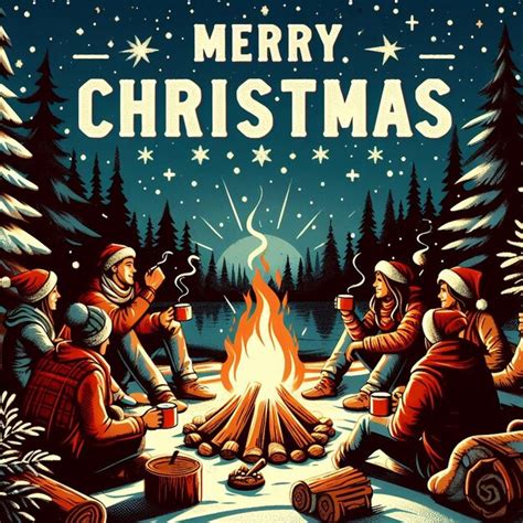 Premium AI Image | Friends enjoying a campfire on christmas day ...