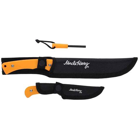 Uncle Henry 2 Piece Bowie/Skinner/Fire Starter Knife Set - Orange ...