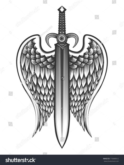 Sword Wings Drawn Tattoo Style Vector Stock Vector (Royalty Free ...