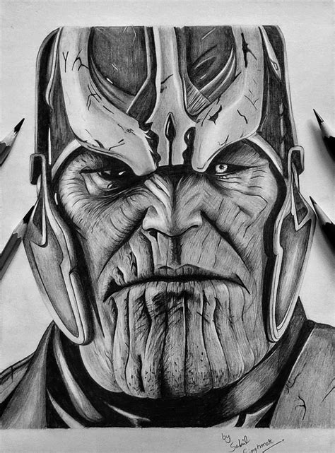 Thanos | Marvel art drawings, Easy portrait drawing, Black and white ...