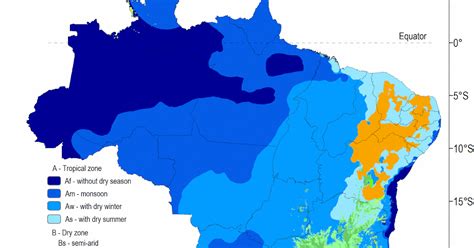 Climate classification for Brazil, according to the Köppen criteria