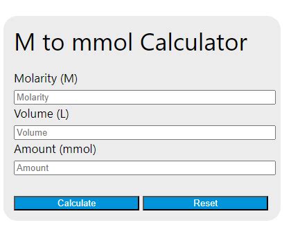 M To Mmol Calculator - Calculator Academy