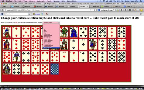 HTML/Javascript Canvas Four Deck Card Game Tutorial | Robert James ...