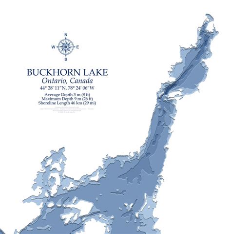 Buckhorn Lake Ontario Bathymetric Map Lake Depth Print - Etsy Canada