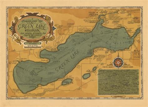 Hydrographic Map of Green Lake, Wisconsin | Map or Atlas | Wisconsin ...