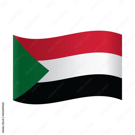 National flag of Sudan: red, white and black horizontal stripes with ...