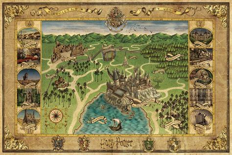 Fantasy World Maps: Harry Potter - Hogwarts Map Poster