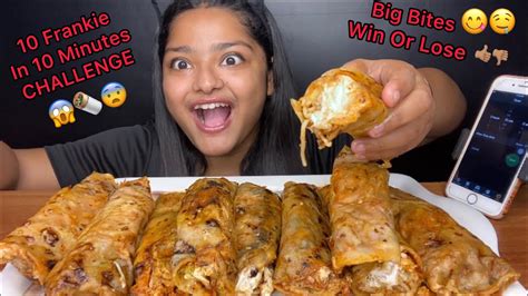 10 FRANKIE IN 10 MINUTES CHALLENGE | BIG BITES | INDIAN MUKBANG | FOOD ...