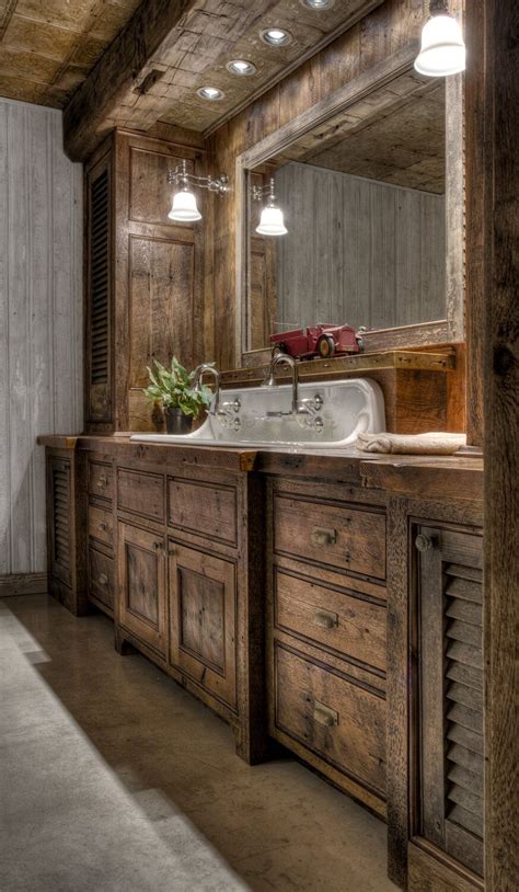 20++ Rustic Bathroom Vanity Ideas - HOMYHOMEE