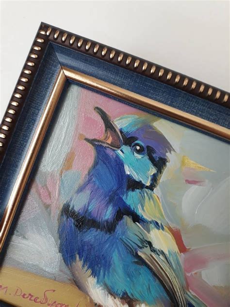 Bird Art Painting Original 4x4 Painting of Blue Birds in - Etsy