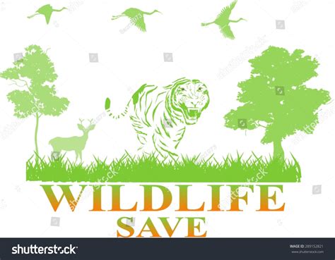 Wildlife Save Concept Illustration Greeen Forest Stock Vector (Royalty ...