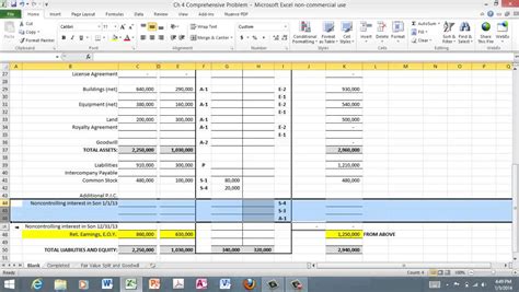 Accounting Consolidation Worksheet Example