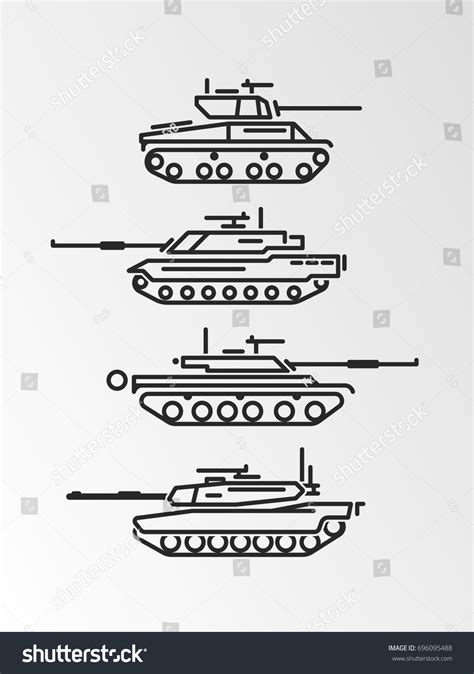 Set Army Tanks Outline Symbols Vector Stock Vector (Royalty Free ...