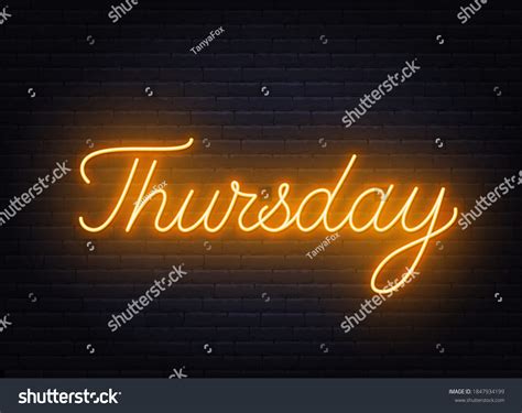 Thursday Neon Sign On Brick Wall Stock Vector (Royalty Free) 1847934199 ...