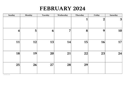 2024 February Calendar Free Printable 2024 Pdf - Janet Maggie