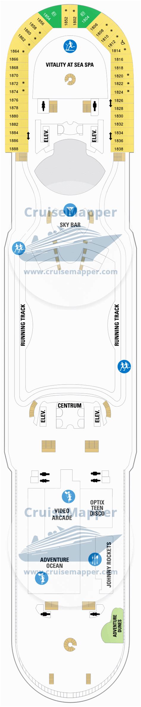 Adventure Of The Seas deck 12 plan | CruiseMapper