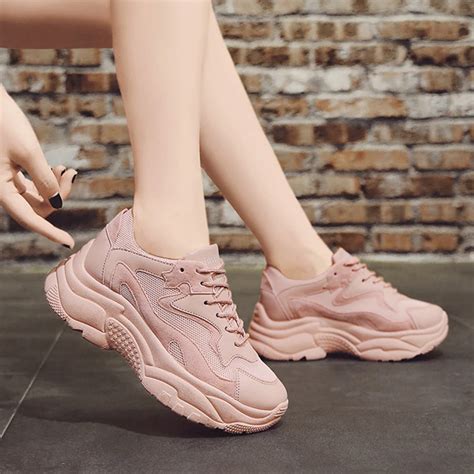 Women's Chunky Sneakers 2019 Fashion Women Platform Shoes Lace Up Pink ...