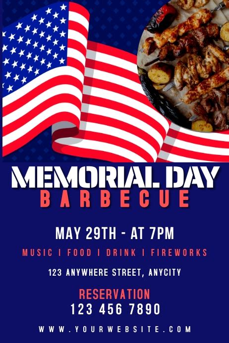 Memorial Day Cookout Invitation Poster Template | PosterMyWall