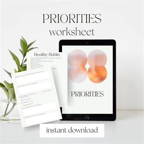 Priorities Worksheet Digital Download - Etsy