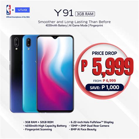 Vivo Y91 3GB RAM price drop saves P1,000 - Technobaboy