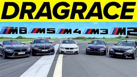 BMW M2 vs M3 vs M4 vs M5 vs M8! DRAG RACE - YouTube