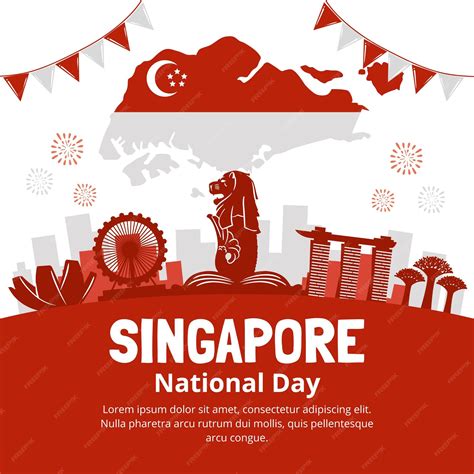 Premium Vector | Hand drawn singapore national day illustration