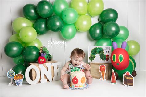 The Very Hungry Caterpillar Cake Smash · Crabapple Photography