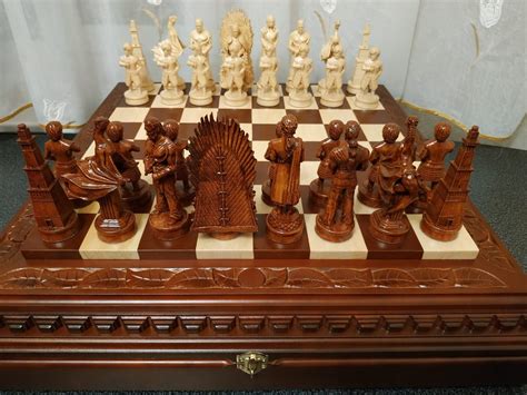 Wooden Chess set board with storage for chess pieces wood | Etsy