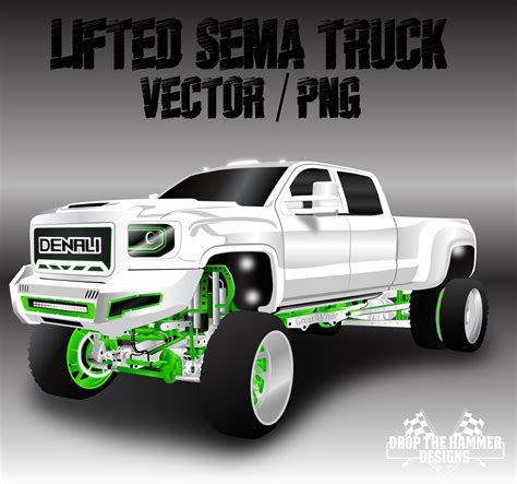 Lifted White Chevy 2500 Denali sema Truck PNG / Vector AI - Etsy