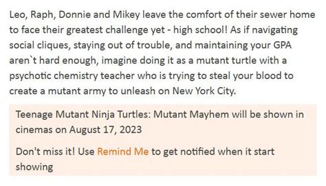 Detailed 'Mutant Mayhem' synopsis from Malaysia : r/TMNT