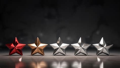 Premium AI Image | Five golden and silver stars over a dark grey background