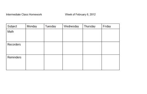 Intermediate Homework Word Template ~ Template Sample