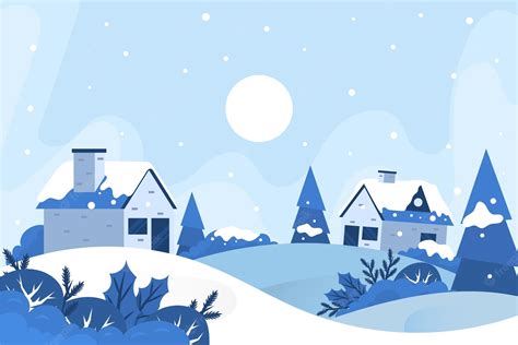 Free Vector | Flat design winter town landscape