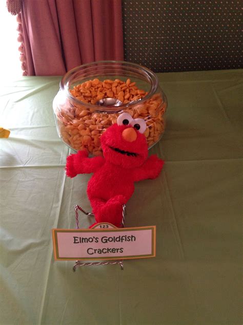 Elmo's goldfish crackers in a fish bowl to represent Elmo's fish ...