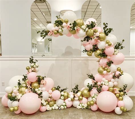 Pink/white/gold/ flowers and greenery | Wedding balloons, Pink bridal ...